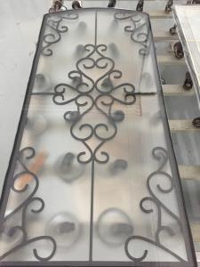 China decorative black color wrought iron glass for doors factory