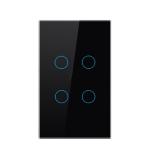 Tuya US standard 4gang APP Control Glass Touch Operated Smart Wifi Light Dimmer