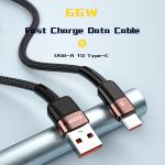 Aluminum Alloy PD66W USB A To Type C Cable 6A Fast Charge Type C Cable