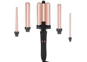 China Fast Heating 5 In 1 Curling Iron Wand , 45W 3 Barrel Hair Crimper factory