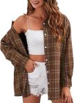 Fashion Women′s Flannel Plaid Shirt Button-Down Regular Fitted Long-Sleeved