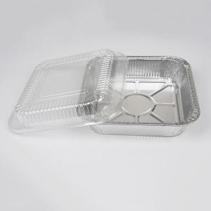 China Silver Disposable Aluminum Food Tray With Lid Rectangular OEM factory