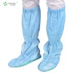 Blue stripe antistatic ESD cleanroom booties anti slip PVC safety soft sole long