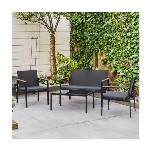 China Balcony Lounge Outdoor Iron Metal Patio Furniture Set Mixed with Waterproof PE Rattan factory