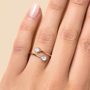 China Rose Gold Vermeil Sunstone Moonstone Engagement Ring Brilliant Cut Adjustable factory