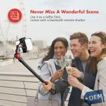 Selfie Stick Monopod, Waterproof Flexible Hand Grip with Remote Control for