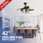 LED Light and Remote Control Ceiling Fan with Metal Lamp Body Energy Saving