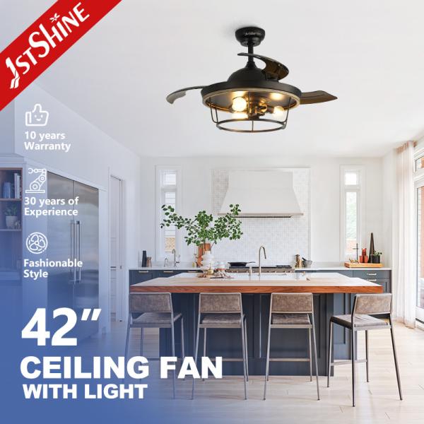 LED Light and Remote Control Ceiling Fan with Metal Lamp Body Energy Saving