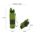 Roll up Collapsible Silicone Water Bottle , 650ML Outdoor