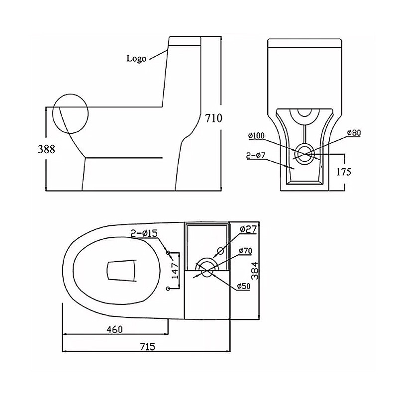 1 Piece Dual Flush Toilet Elongated Bowl 0.8/1.2 GPF Soft Closed Seat