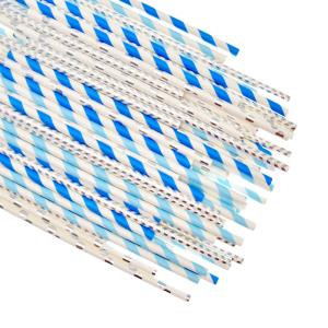 China 197mm 10mm Party Gold And White Striped Compostable Disposable Paper Straws factory