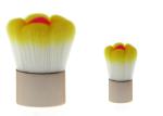 Bicolor Flower Shapes Powder Flat Top Kabuki Brush Plastic Handle