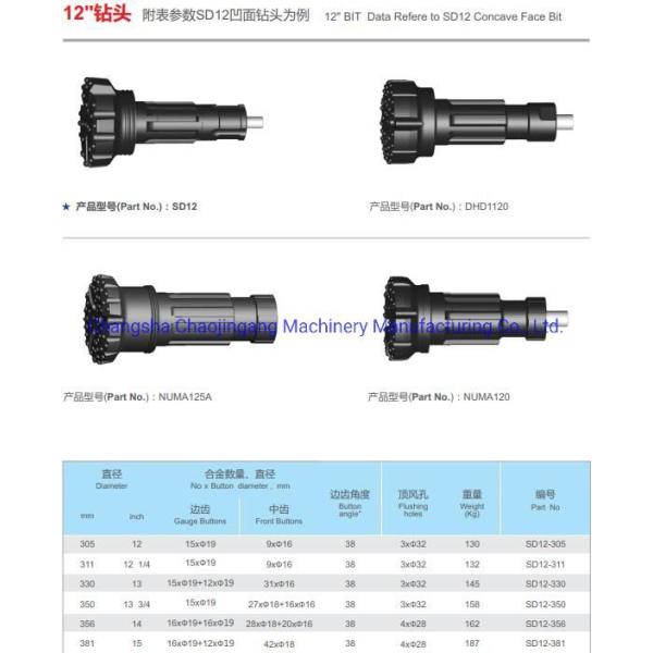 12inch DTH Drill Bit with Concave Face Mining Type Mining Forging Manufacturing and Performance