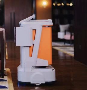 China Promoter Smart Service Robot 30kg Load Shopping Mall Food Delivery Robot factory
