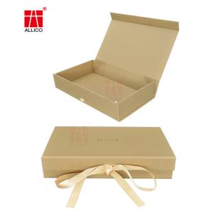 Ribbon Closure Foldable Shipping Boxes , SGS Brown Kraft Gift Boxes