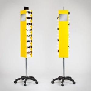 China Acrylic Sunglass Display Fixtures Optical Shop Display System With Castor Base factory