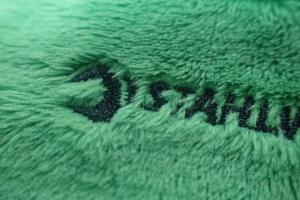 China Green Rectangle Custom Embroidered Patches On Velvet Fabric For Luggage factory