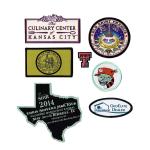 Merrowed Iron On Company Logo Patches For Clothing Rayon Material OEM