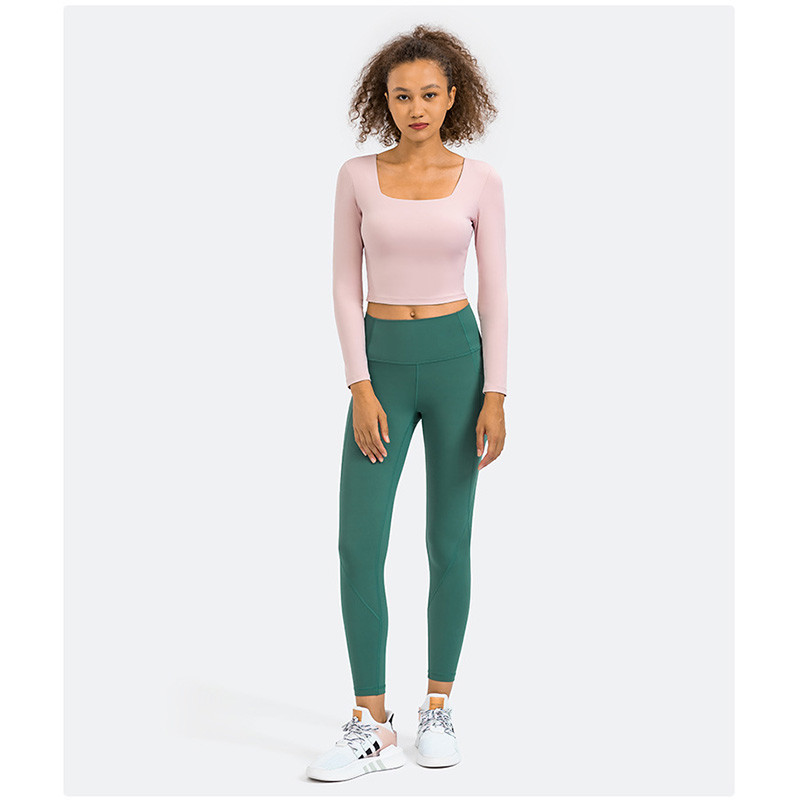 Ladies Yoga Tops High Elastic Long Sleeve Womens Shirts With Bra