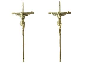 China Casket Surface Decoration Funeral Crucifix 37 × 13.7 Cm Gold Jesus Casket Cross factory