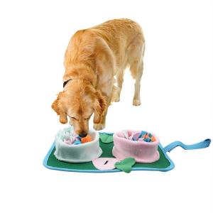 China Portable Pet Slow Food Anti-Choking Dog Bowl Folding Polar Fleece Double Food Licking Plate Food Pad factory