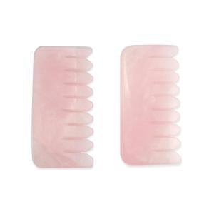 China Pink Rose Quartz Hair Comb Tighten Skin Gua Sha Hair Comb factory