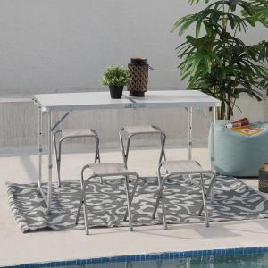 China 3 Position Aluminum Folding Outdoor Bar Table And Stools Camping Table And 4 Chairs factory