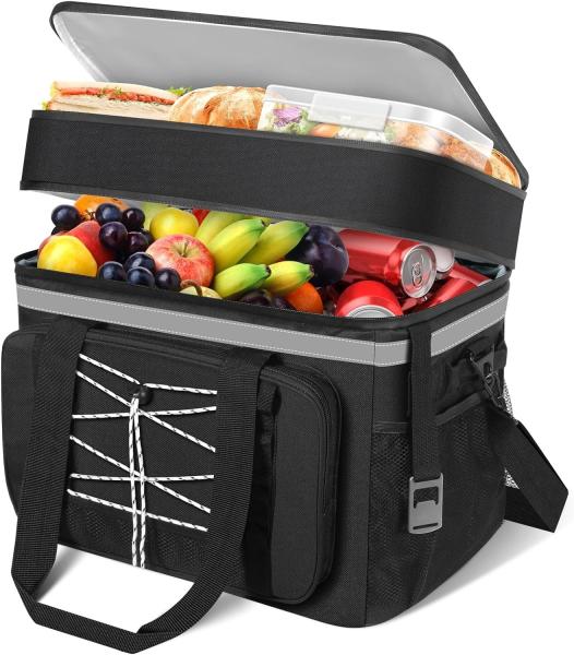 40L Portable Waterproof Insulated Cooler Bag Dual Compartments For Beach Camping