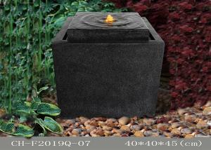 China Stone Effect Square Polyresin Led Light Water Fountain Outdoor factory