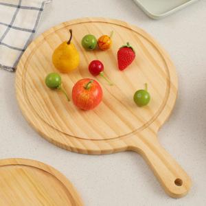 China 15x1.2cm Round Kitchenaid Bamboo Butcher Block Cutting Board Pizza Tray With Handle factory