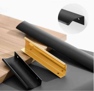 China Black Gold Nickel Modern Design Door Pull Handles Sliding Door Recessed Handle For Kitchen Cabinet Door factory