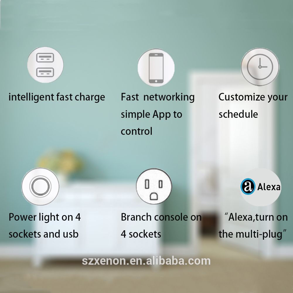 FCC ROHS Smart Plug Socket AU UK Wifi Usb Outlet Two AC Sockets