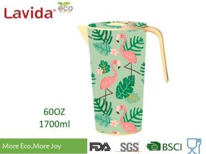 China Tropical Nature Style Bamboo Water Jug Shatter Proof Recycled Material Beverage Serving Pitcher with Large Capacity factory