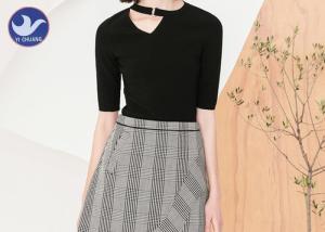 China Hollow Half Sleeves Womens Knit Pullover Sweater Buckle Neck Tape For Spring Season factory