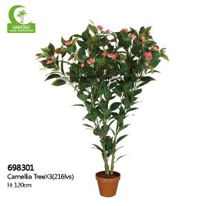 China Party Real Touch Artificial Plants 120cm Height Camellia Tree factory