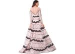 Zipper See Through Back Long Sleeve Maxi Prom Women Gown Pink And Black Color