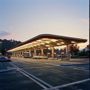 China PU Roof 100-300m Prefabricated Steel Structure For Petrol Or Charging Station Roofing factory