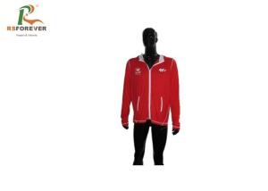 China Red Cotton Zipper Up Hooded Sweatshirt Jacket Mens Custom Embroidering factory
