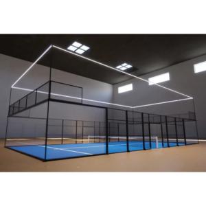 China Panoramic Padel Fields Ground Tennis Court Standard Size 10*20m Customized Blue Tennis Court For Sports Facilities / Schools factory