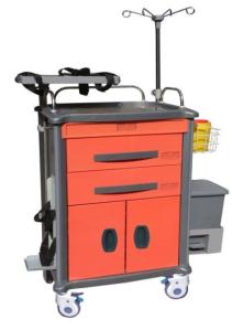 China Plastic Home / Hospital Medical Crash Cart , 4 Aluminum Alloy Columns factory
