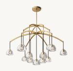 Polished Brass Crystal Contemporary Ceiling Chandeliers Hardwired
