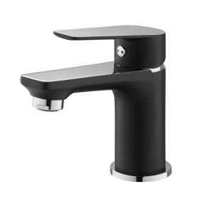 China Single Lever Wash Basin Faucet Cold and Hot Water Available Black and chrome factory