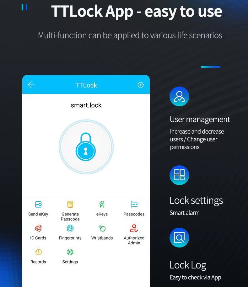 Qleung S812-4 Digital Waterproof Fingerprint Password Card TTlock App Remote Unlock Smart Home Door Lock