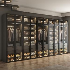 China 5M Luxury Italy Style Glass Door Wardrobe Closet In Bedroom Furniture factory
