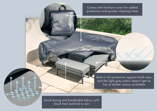 Mail packing Y AJUNION Luxury Outdoor Fabric Patio Furniture Dining Set with Firepit Table