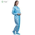 Class 100 Blue Hooded Clean Room Garments Anti Static Coverall S - 5XL Size