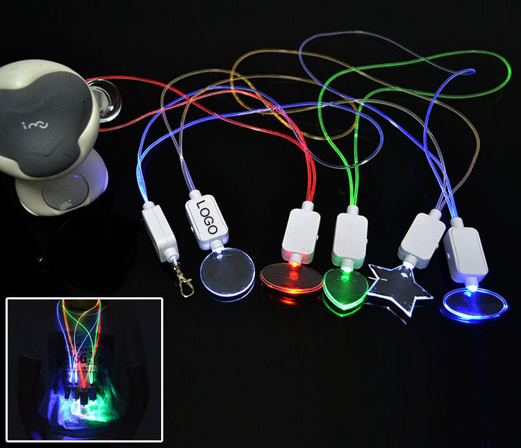 LED voice controlled light necklace 50cm TPU+ABS logo customized