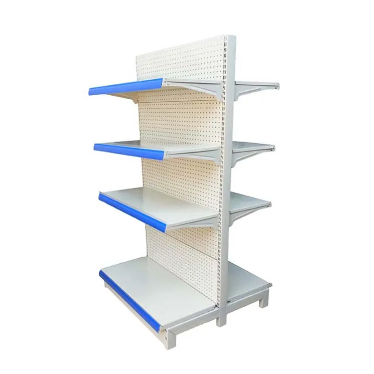 Factory Customized Size Thickness Color single milk white shelving store racks display shelf supermarket shelf