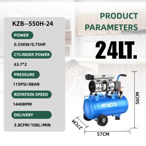 Low Price Cheap 220V 50Hz Portable Piston Air Compressor 8Bar 24L Oilless Silent