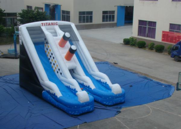 Digital Printing Commercial Inflatable Water Slides 0.55mm Pvc Tarpaulin 9 X 5.7